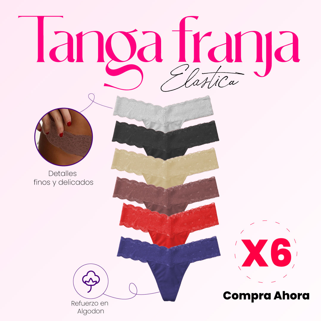 TANGA FRANJA ELASTICA PACK X6