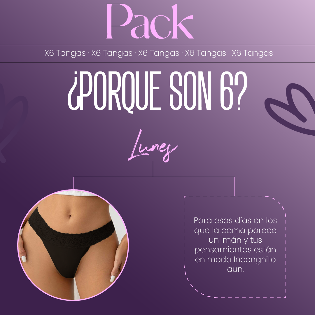 TANGA FRANJA ELASTICA PACK X6