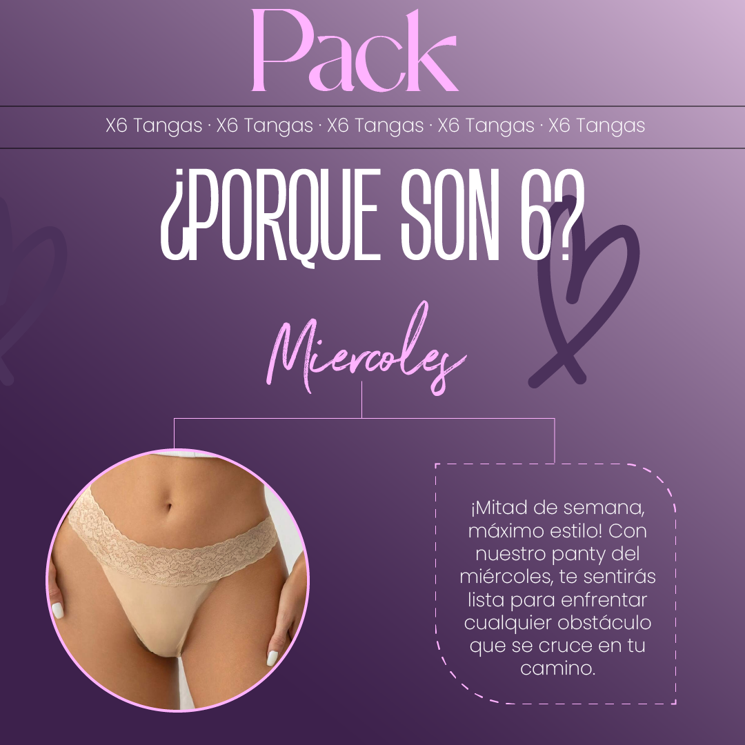 TANGA FRANJA ELASTICA PACK X6