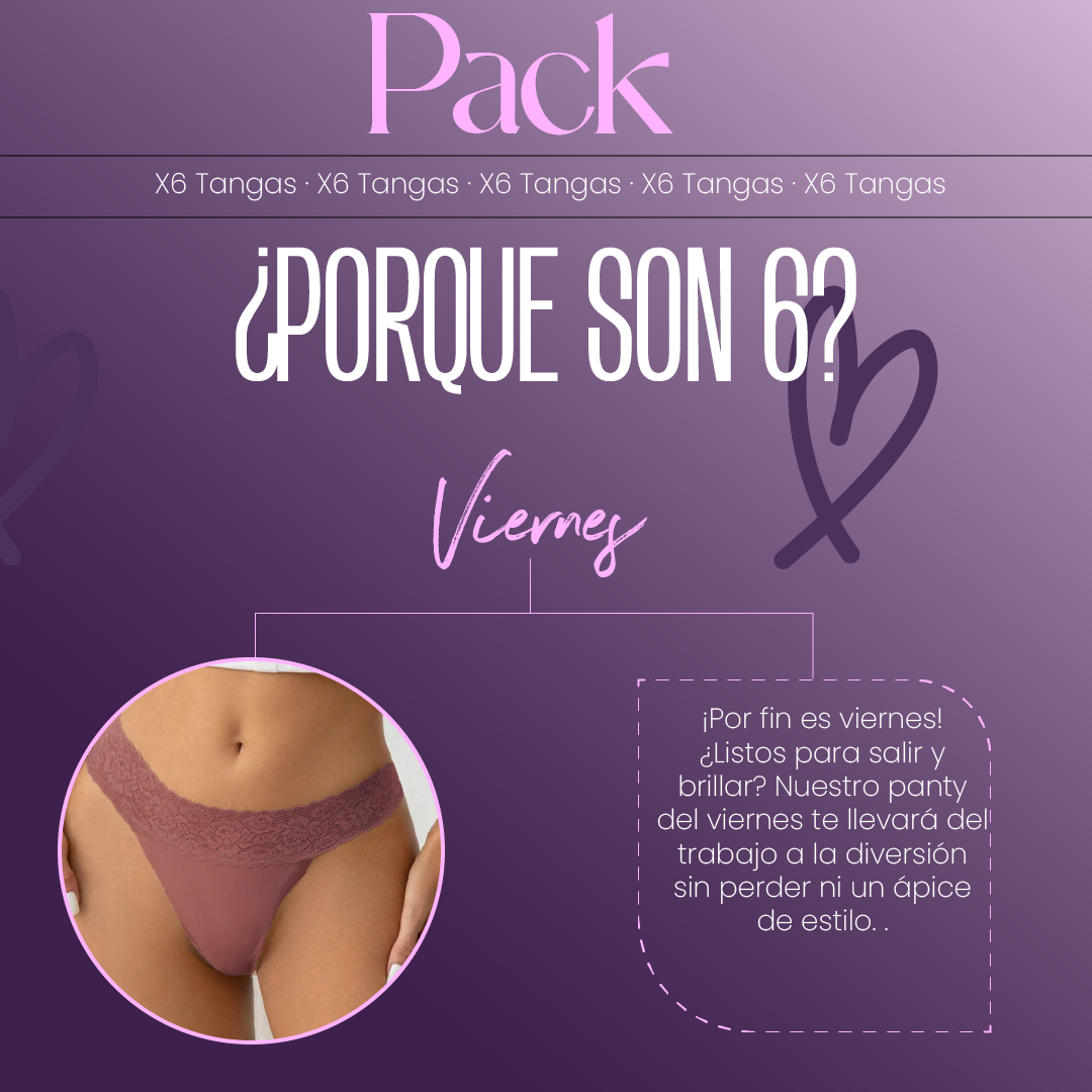 TANGA FRANJA ELASTICA PACK X6