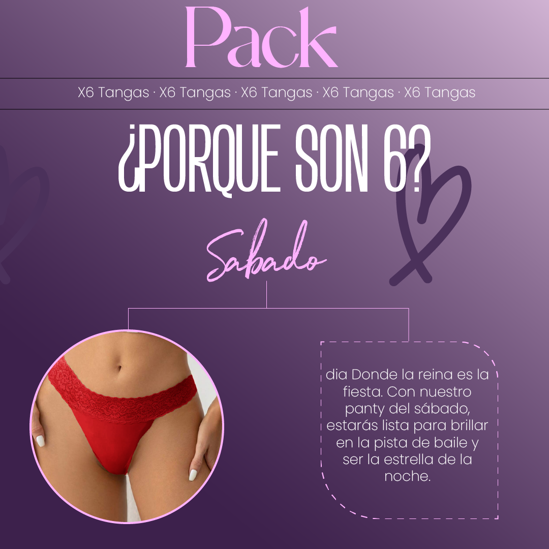 TANGA FRANJA ELASTICA PACK X6